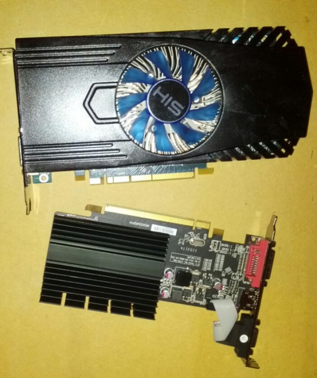 My new HIS Radeon HD 9850 next to my old XFX ONE Radeon HD 5xxx