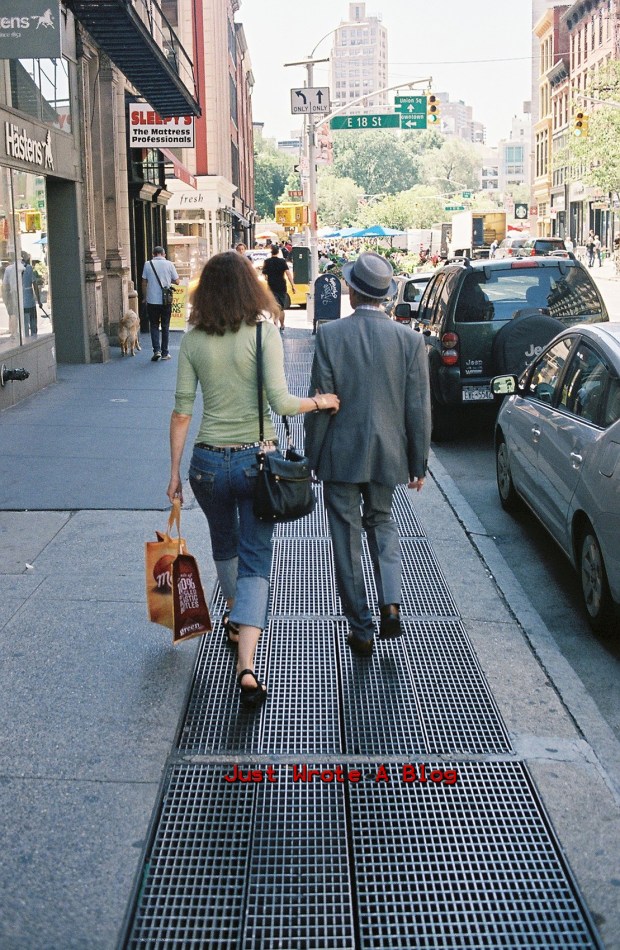 A couple just making their way to somewhere