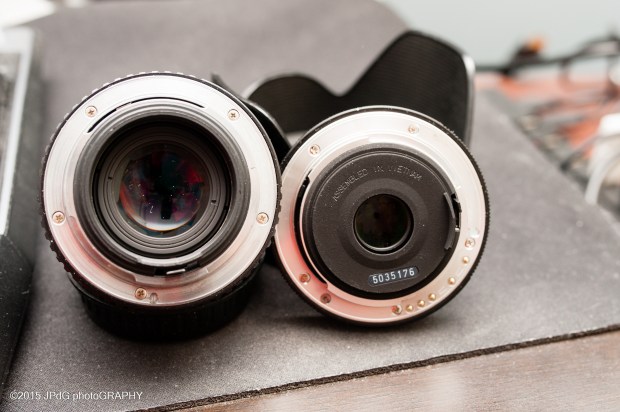 L - Pentax M50 F/1.7 R - Pentax 40mm XS F/2.8 notice how much bigger the M50's image circle is