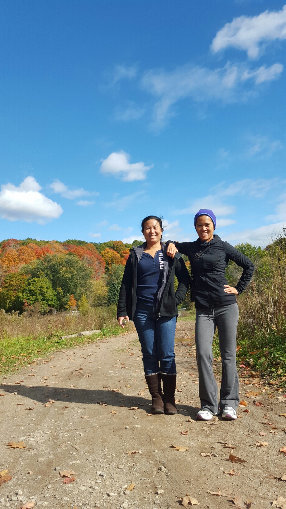 Enjoying the walk with my girlfriend (r) with her sister.
