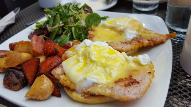 Hey Lucy's Classic Eggs Benedict, prepared soft.