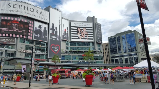 Yonge Dundas Square had a pretty nice turn out while Open Streets Toronto was running.