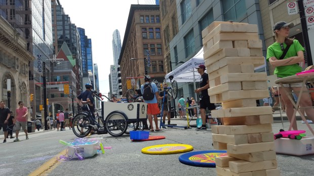 While you have your free bike safety check, you can play with the soft frisbees, draw on the street with chalk or play some JENGA!!