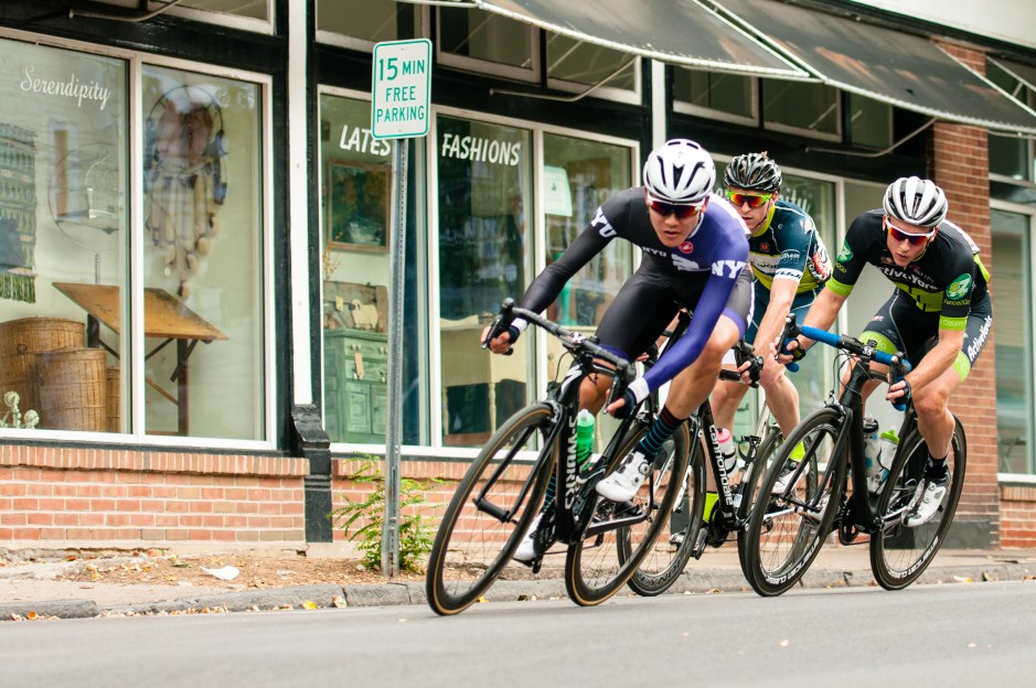 "Racers preparing to enter Turn #3" Amateur Mens Race, 2016 Thompson Bucks County Classic, Doylestown, PA