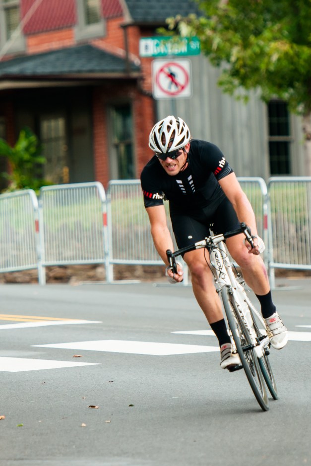 "Taking the fast sweeper" Amateur Mens Race, 2016 Thompson Bucks County Classic, Doylestown, PA