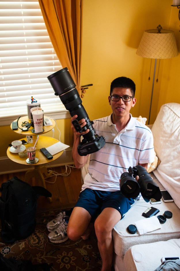 In my right hand, I held the D5 with a 200-400mm F4 (WOWZA!) In my left hand, I held Jezza's 24-70 F2.8 and 70-200 F2.8 lenses.