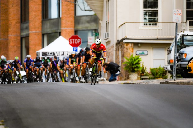 Racers coming in hot from the first corner.